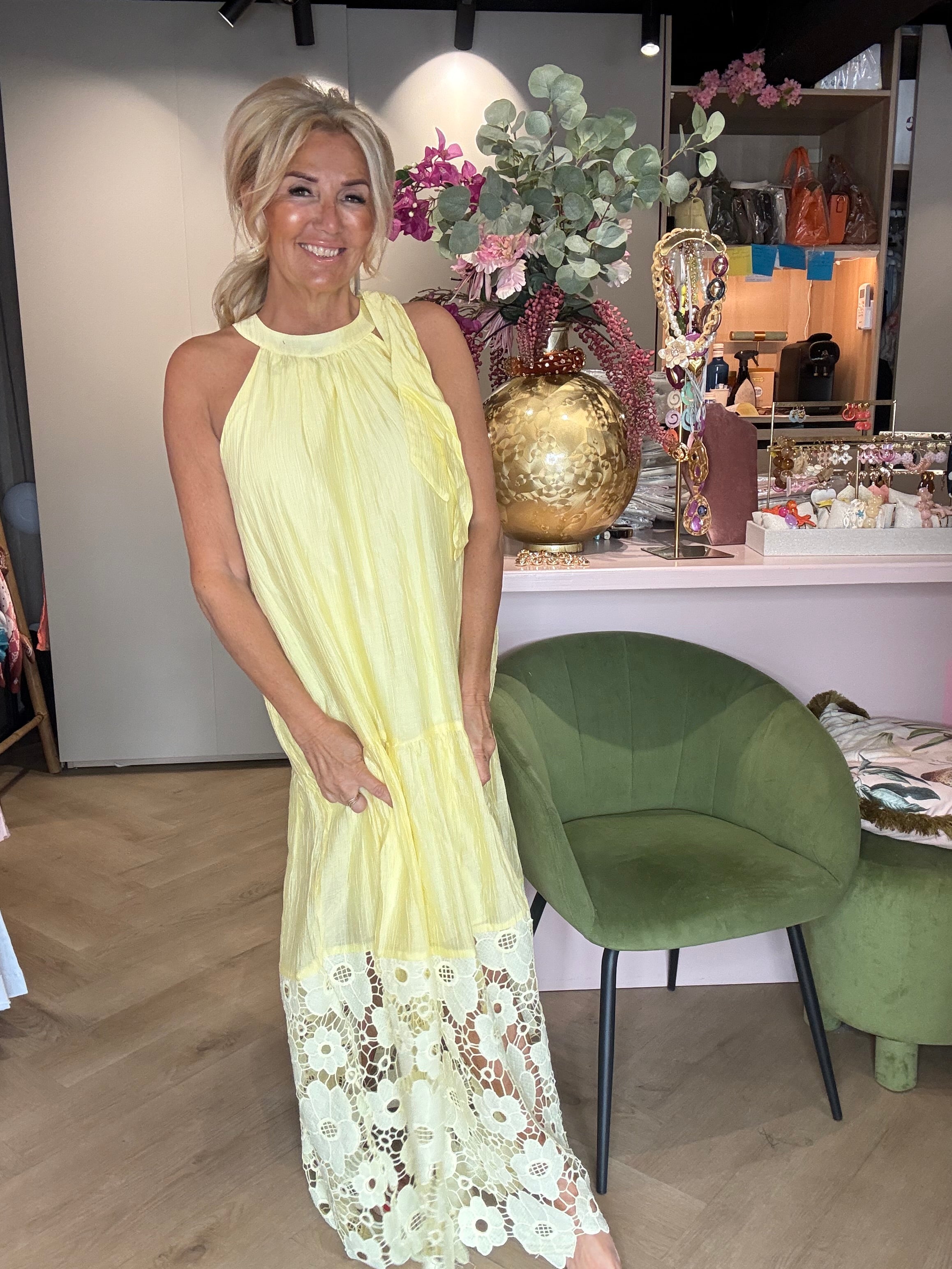Jurk Halther yellow Flower